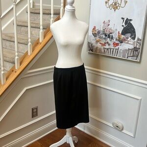 Black satin midi skirt
